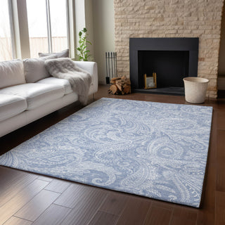 Piper Looms Mayfield Paisley AMF654 Denim Machine Washable Area Rug Lifestyle Image Feature