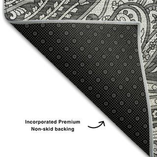 Piper Looms Mayfield Paisley AMF654 Gray Machine Washable Area Rug Backing Image