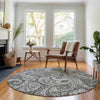 Piper Looms Mayfield Paisley AMF654 Gray Machine Washable Area Rug Round Lifestyle Image Feature