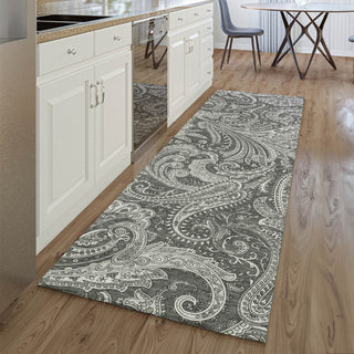 Piper Looms Mayfield Paisley AMF654 Gray Machine Washable Area Rug Runner Lifestyle Image Feature