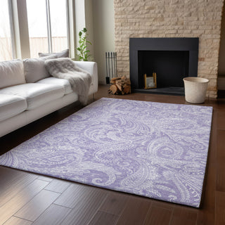 Piper Looms Mayfield Paisley AMF654 Lavender Machine Washable Area Rug Lifestyle Image Feature