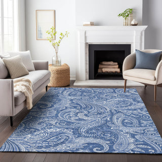 Piper Looms Mayfield Paisley AMF654 Navy Machine Washable Area Rug Lifestyle Image Feature