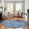 Piper Looms Mayfield Paisley AMF654 Navy Machine Washable Area Rug Round Lifestyle Image Feature