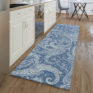 Piper Looms Mayfield Paisley AMF654 Navy Machine Washable Area Rug Runner Lifestyle Image Feature