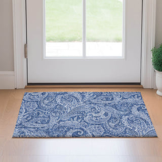 Piper Looms Mayfield Paisley AMF654 Navy Machine Washable Area Rug Scatter Lifestyle Image Feature