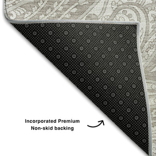 Piper Looms Mayfield Paisley AMF654 Taupe Machine Washable Area Rug Backing Image
