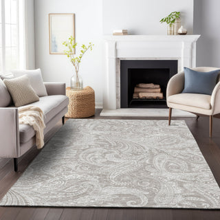 Piper Looms Mayfield Paisley AMF654 Taupe Machine Washable Area Rug Lifestyle Image Feature