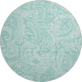 Piper Looms Mayfield Paisley AMF654 Teal Machine Washable Area Rug Round Main Image