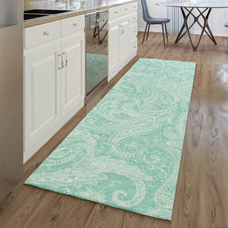 Piper Looms Mayfield Paisley AMF654 Teal Machine Washable Area Rug Runner Lifestyle Image Feature