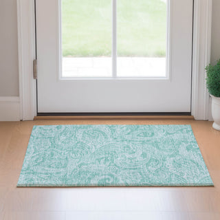 Piper Looms Mayfield Paisley AMF654 Teal Machine Washable Area Rug Scatter Lifestyle Image Feature