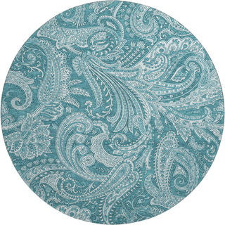 Piper Looms Mayfield Paisley AMF654 Turquoise Machine Washable Area Rug Round Main Image