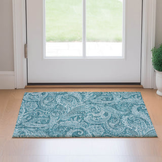Piper Looms Mayfield Paisley AMF654 Turquoise Machine Washable Area Rug Scatter Lifestyle Image Feature