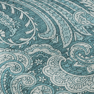 Piper Looms Mayfield Paisley AMF654 Turquoise Machine Washable Area Rug Swatch Image