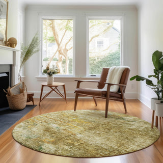 Piper Looms Mayfield Abstract AMF655 Brown Machine Washable Area Rug Round Lifestyle Image Feature