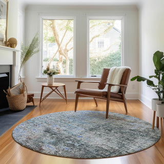 Piper Looms Mayfield Abstract AMF655 Gray Machine Washable Area Rug Round Lifestyle Image Feature