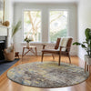Piper Looms Mayfield Abstract AMF655 Mocha Machine Washable Area Rug Round Lifestyle Image Feature