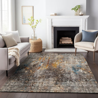 Piper Looms Mayfield Abstract AMF655 Taupe Machine Washable Area Rug Lifestyle Image Feature