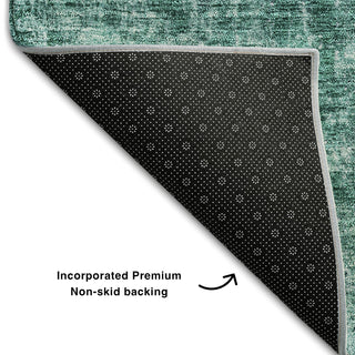 Piper Looms Mayfield Abstract AMF655 Teal Machine Washable Area Rug Backing Image