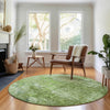 Piper Looms Mayfield Abstract AMF656 Olive Machine Washable Area Rug Round Lifestyle Image Feature