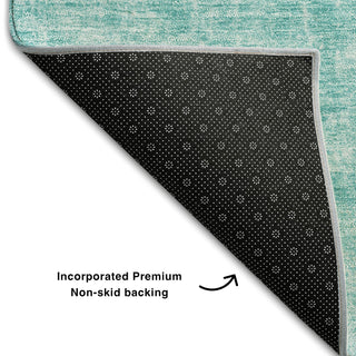 Piper Looms Mayfield Abstract AMF656 Teal Machine Washable Area Rug Backing Image