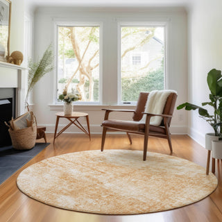 Piper Looms Mayfield Abstract AMF656 Terracotta Machine Washable Area Rug Round Lifestyle Image Feature
