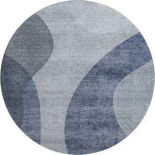 Piper Looms Mayfield Art Deco AMF657 Blue Machine Washable Area Rug Round Main Image