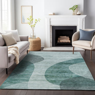 Piper Looms Mayfield Art Deco AMF657 Green Machine Washable Area Rug Lifestyle Image Feature