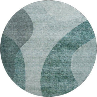 Piper Looms Mayfield Art Deco AMF657 Green Machine Washable Area Rug Round Main Image