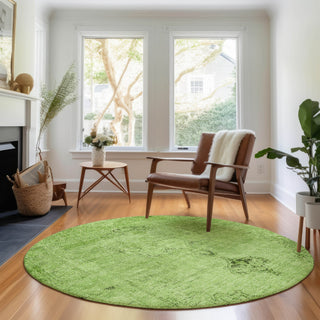 Piper Looms Mayfield Oriental AMF658 Aloe Machine Washable Area Rug Round Lifestyle Image Feature