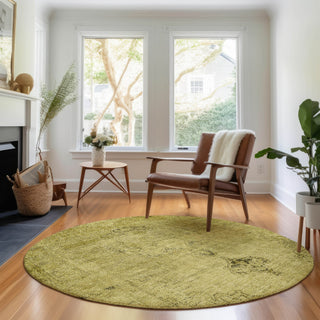 Piper Looms Mayfield Oriental AMF658 Gold Machine Washable Area Rug Round Lifestyle Image Feature