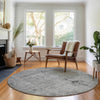 Piper Looms Mayfield Oriental AMF658 Gray Machine Washable Area Rug Round Lifestyle Image Feature