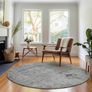 Piper Looms Mayfield Oriental AMF658 Gray Machine Washable Area Rug Round Lifestyle Image Feature