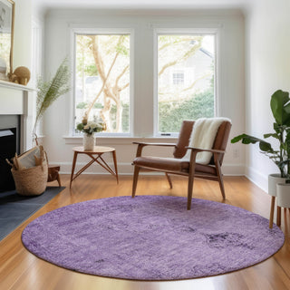 Piper Looms Mayfield Oriental AMF658 Purple Machine Washable Area Rug Round Lifestyle Image Feature