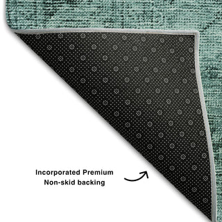 Piper Looms Mayfield Oriental AMF658 Teal Machine Washable Area Rug Backing Image