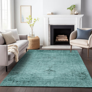 Piper Looms Mayfield Oriental AMF658 Teal Machine Washable Area Rug Lifestyle Image Feature