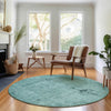 Piper Looms Mayfield Oriental AMF658 Teal Machine Washable Area Rug Round Lifestyle Image Feature