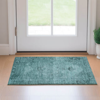 Piper Looms Mayfield Oriental AMF658 Teal Machine Washable Area Rug Scatter Lifestyle Image Feature