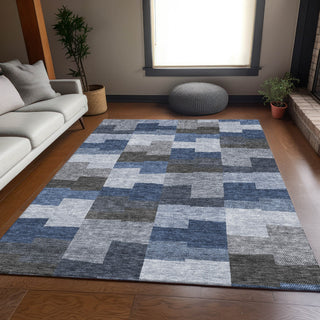 Piper Looms Mayfield Geometric AMF659 Blue Machine Washable Area Rug Lifestyle Image Feature