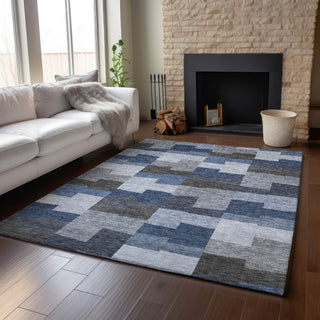Piper Looms Mayfield Geometric AMF659 Blue Machine Washable Area Rug Lifestyle Image Feature