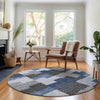 Piper Looms Mayfield Geometric AMF659 Blue Machine Washable Area Rug Round Lifestyle Image Feature
