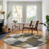 Piper Looms Mayfield Geometric AMF659 Brown Machine Washable Area Rug Round Lifestyle Image Feature