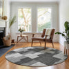Piper Looms Mayfield Geometric AMF659 Gray Machine Washable Area Rug Round Lifestyle Image Feature