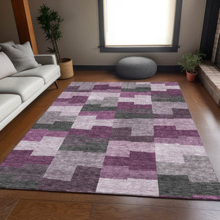 Piper Looms Mayfield Geometric AMF659 Merlot Machine Washable Area Rug Lifestyle Image Feature
