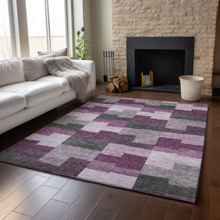 Piper Looms Mayfield Geometric AMF659 Merlot Machine Washable Area Rug Lifestyle Image Feature