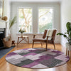 Piper Looms Mayfield Geometric AMF659 Merlot Machine Washable Area Rug Round Lifestyle Image Feature