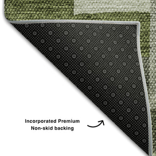 Piper Looms Mayfield Geometric AMF659 Olive Machine Washable Area Rug Backing Image