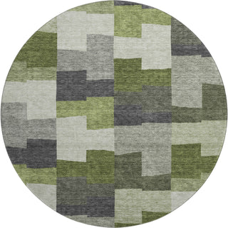 Piper Looms Mayfield Geometric AMF659 Olive Machine Washable Area Rug Round Main Image