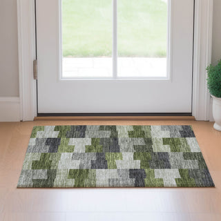 Piper Looms Mayfield Geometric AMF659 Olive Machine Washable Area Rug Scatter Lifestyle Image Feature
