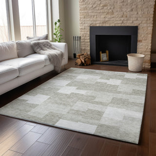 Piper Looms Mayfield Geometric AMF659 Taupe Machine Washable Area Rug Lifestyle Image Feature