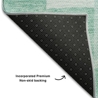 Piper Looms Mayfield Geometric AMF659 Teal Machine Washable Area Rug Backing Image